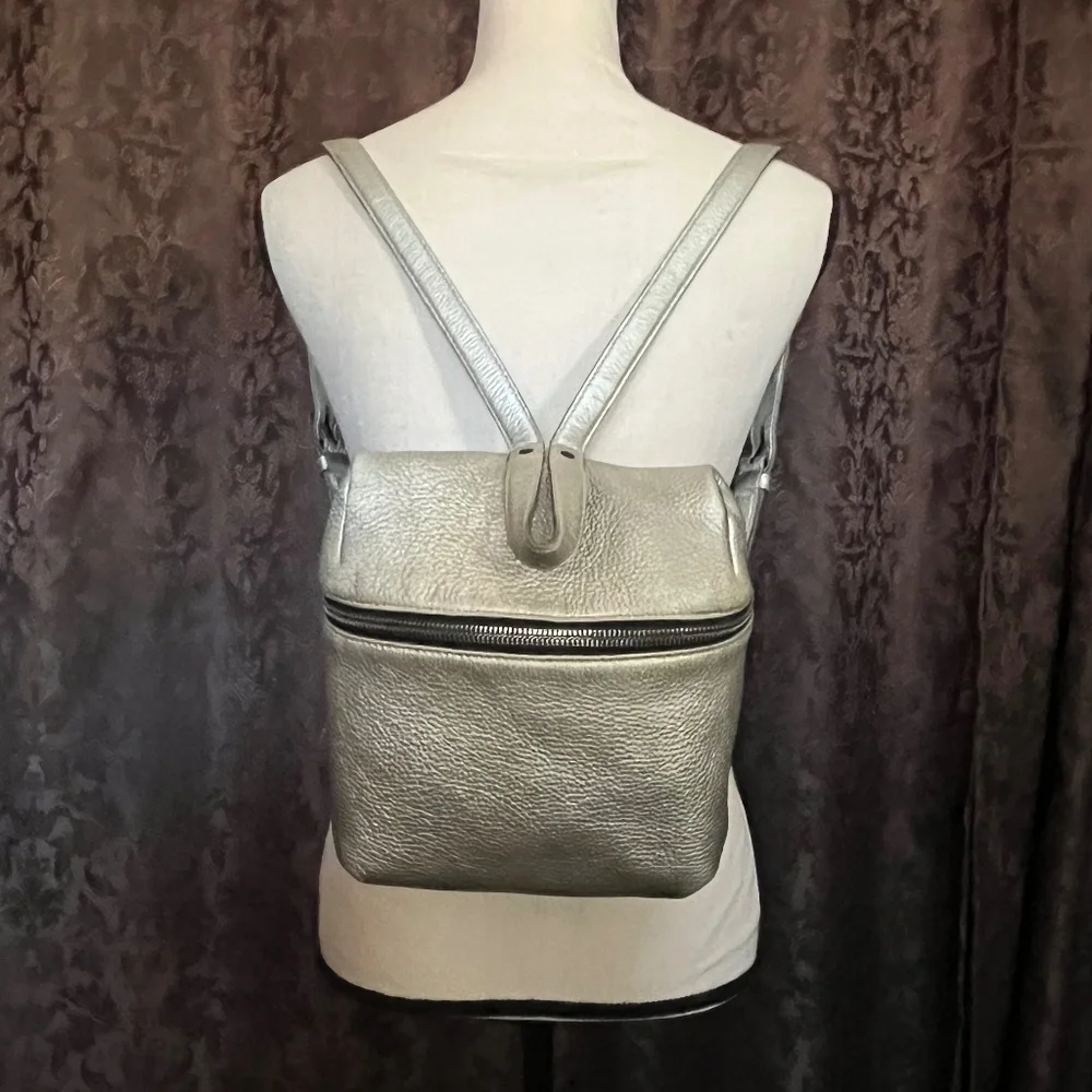 Kara Backpack  Rich Warm Silver Tone   Minimalist Utilitarian Vibe